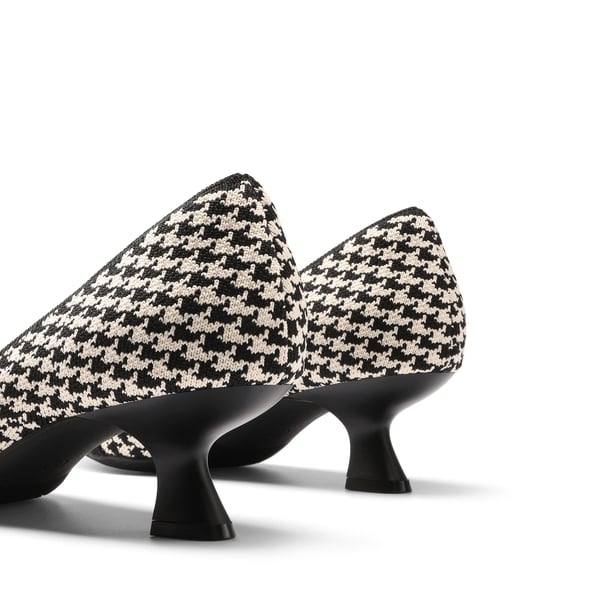 Comfortable Dressy Bow Pumps - CHIDORI GRID - 4